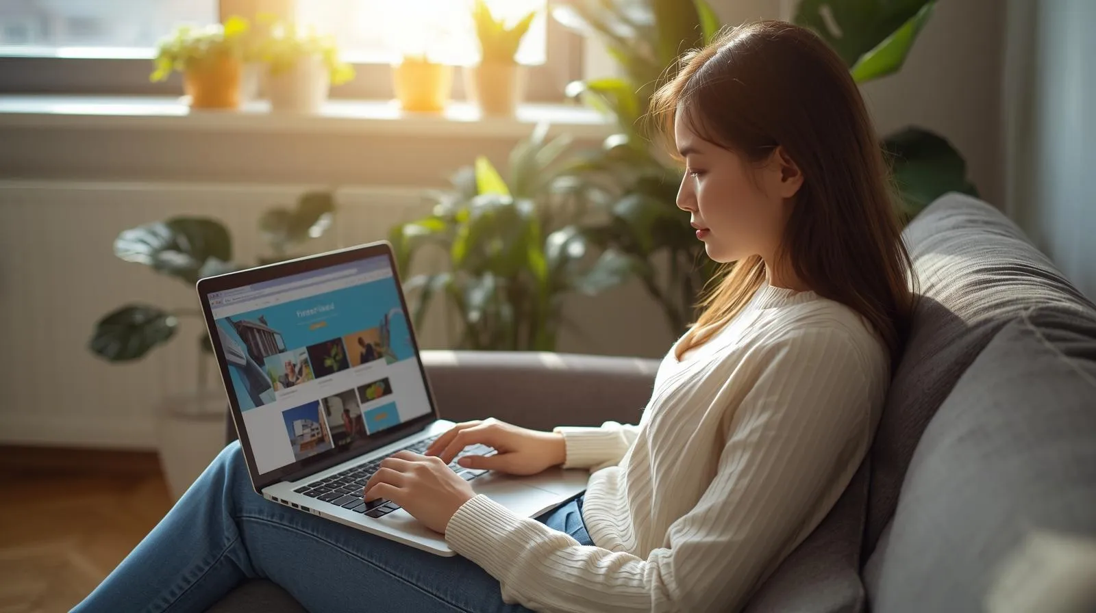 Personne visitant un site aux couleurs cohérentes