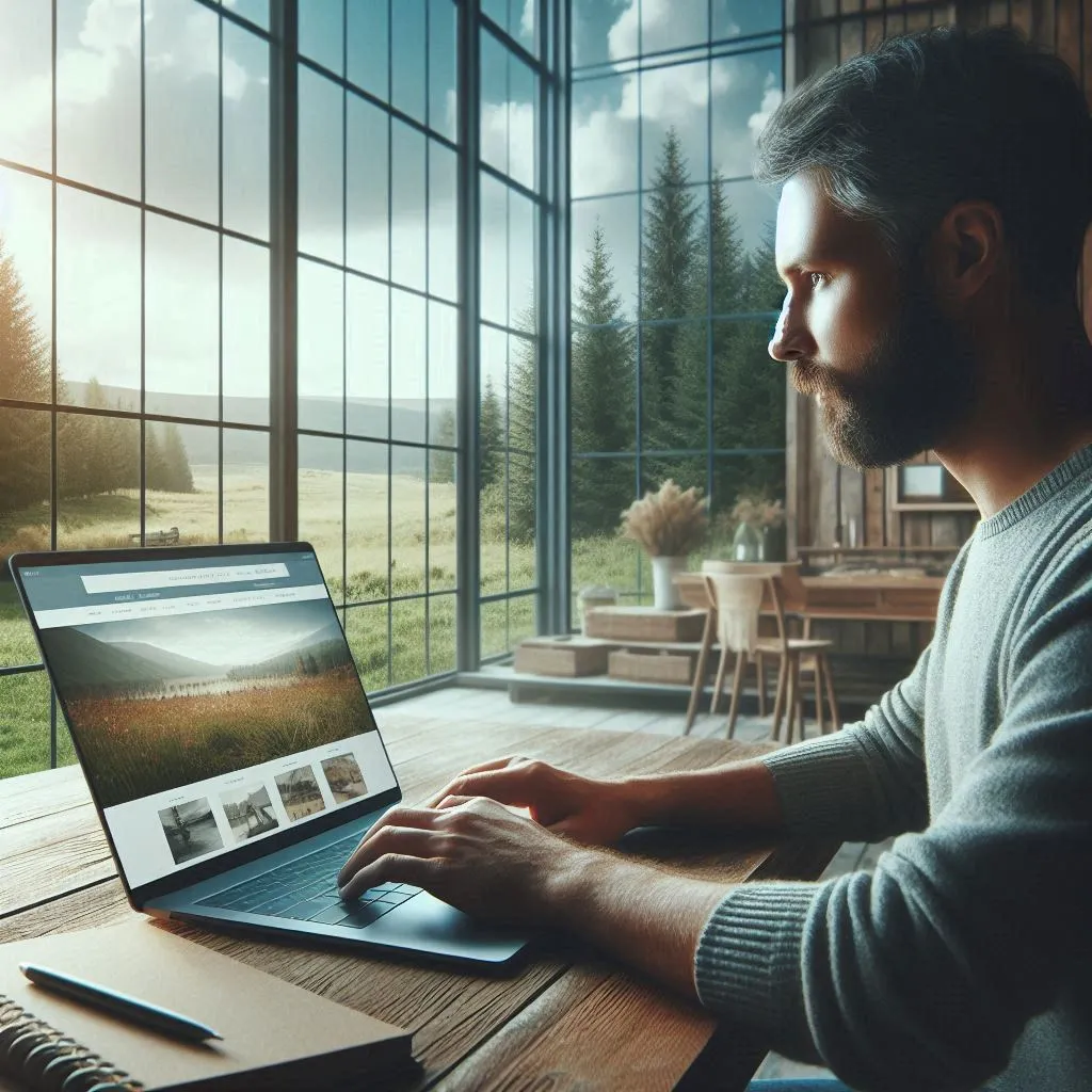 Personne sereine navigant sur le web