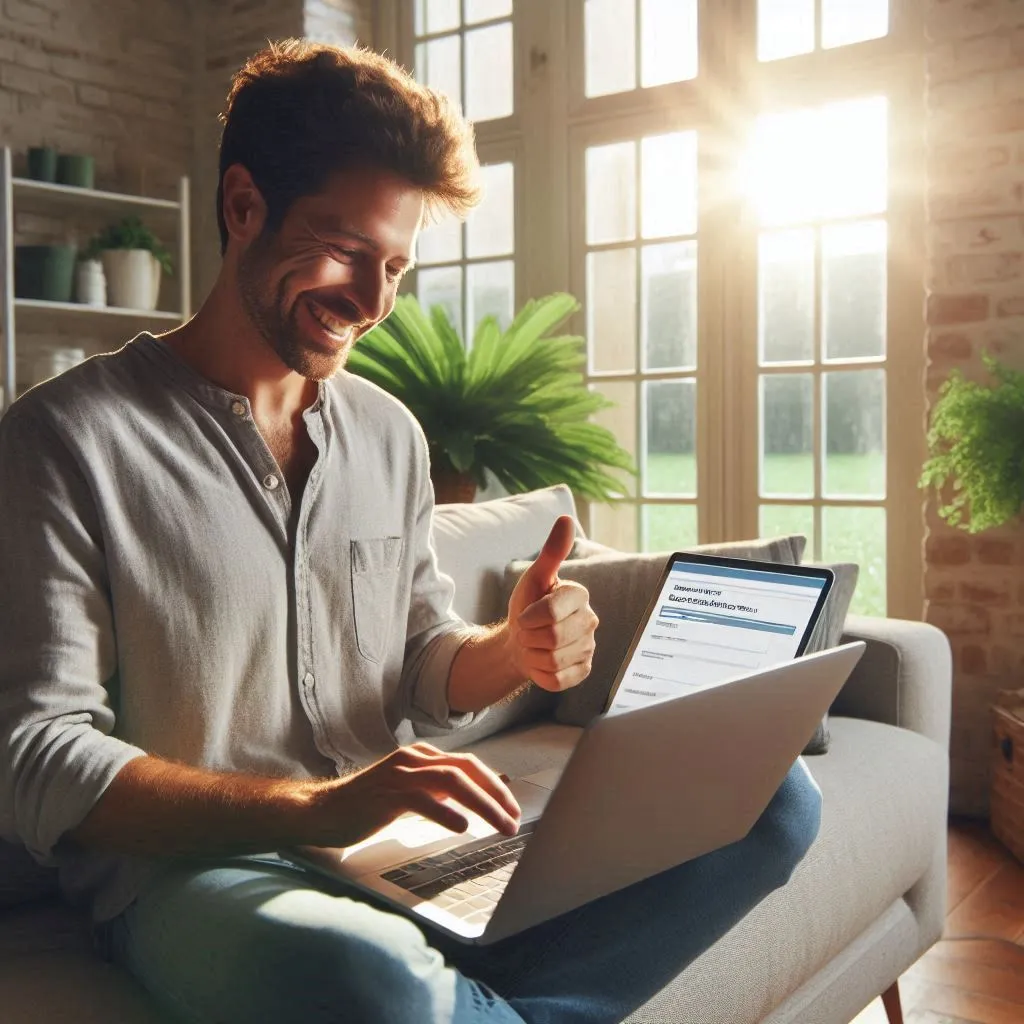 Personne ravie d'avoir complété un formulaire de contact