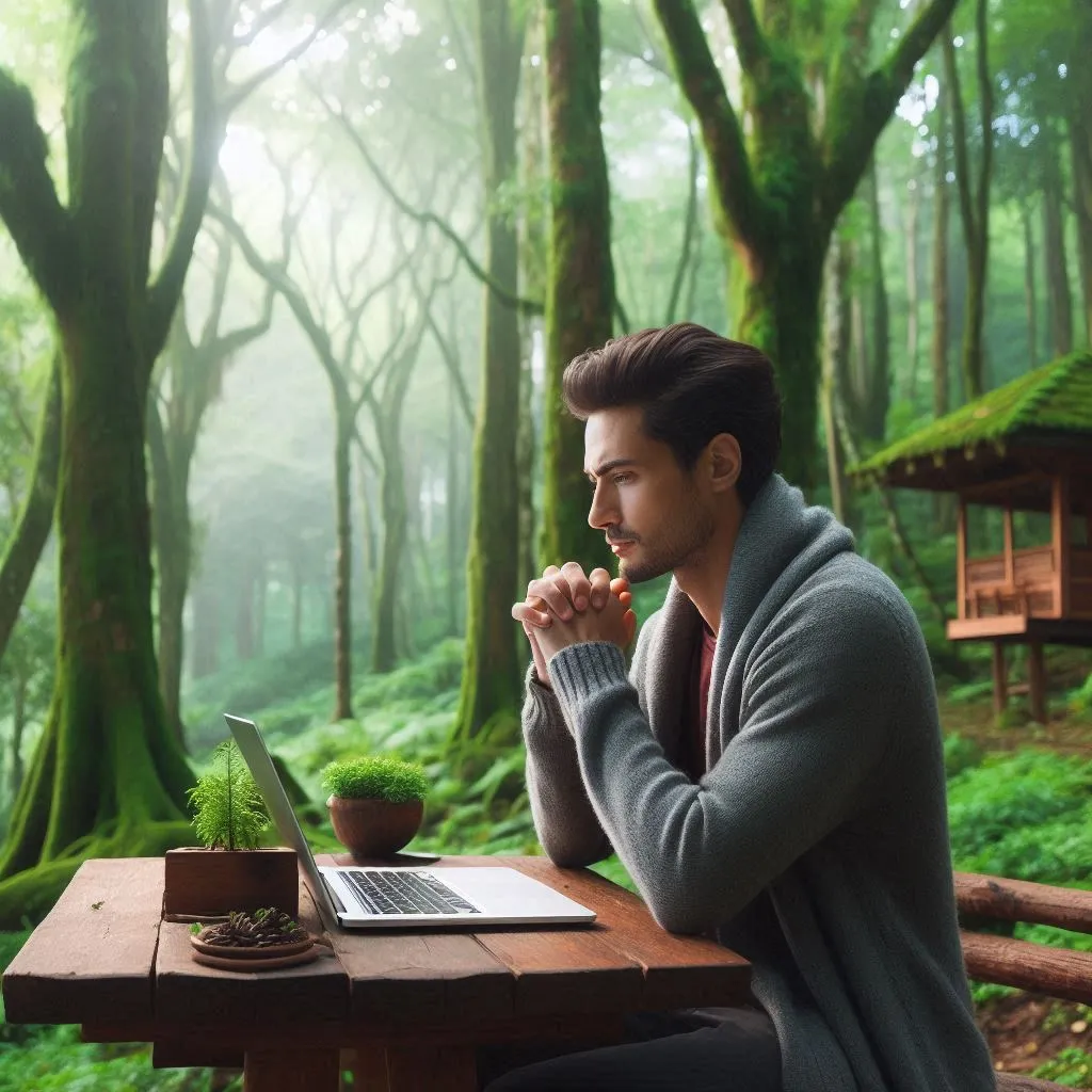 Personne sereine qui navigue sur internet