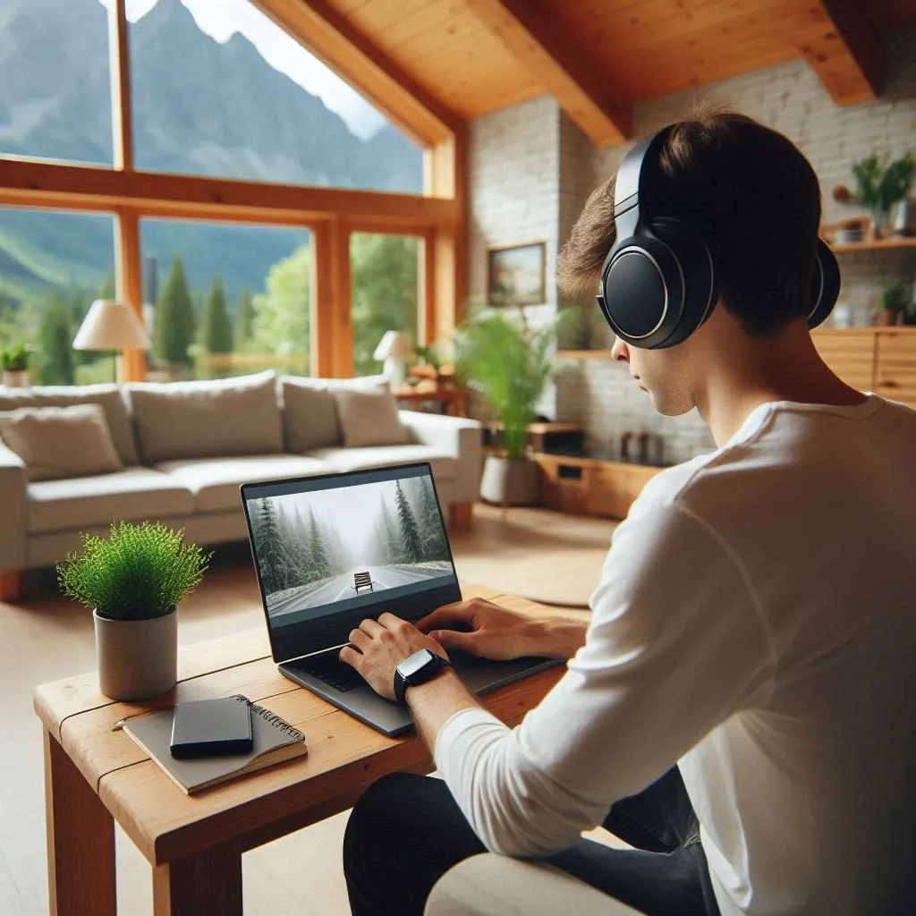 Personne ayant une défaillance visuelle utilisant son ordinateur