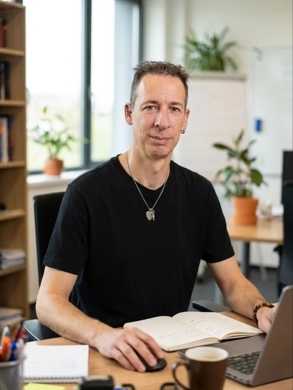 Charles Maslo, créateur de sites vitrines WEBCOD, dans son bureau à Pont-à-Mousson