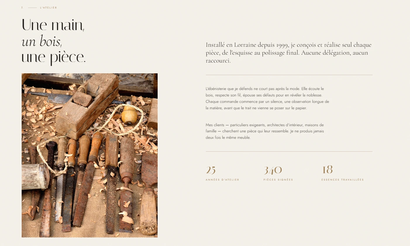 Section atelier avec chiffres animés