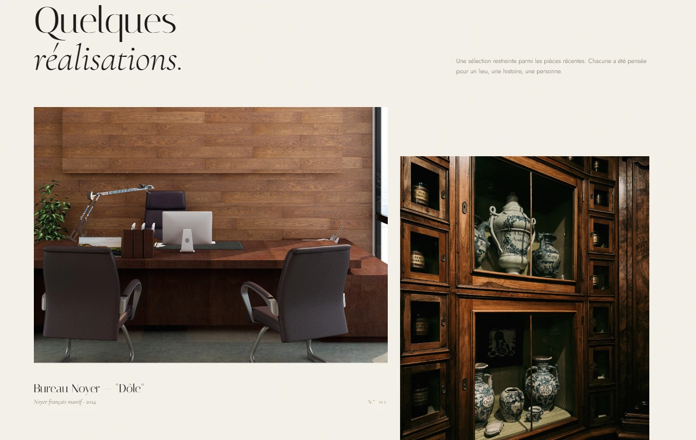 Galerie de pièces en mise en page décalée