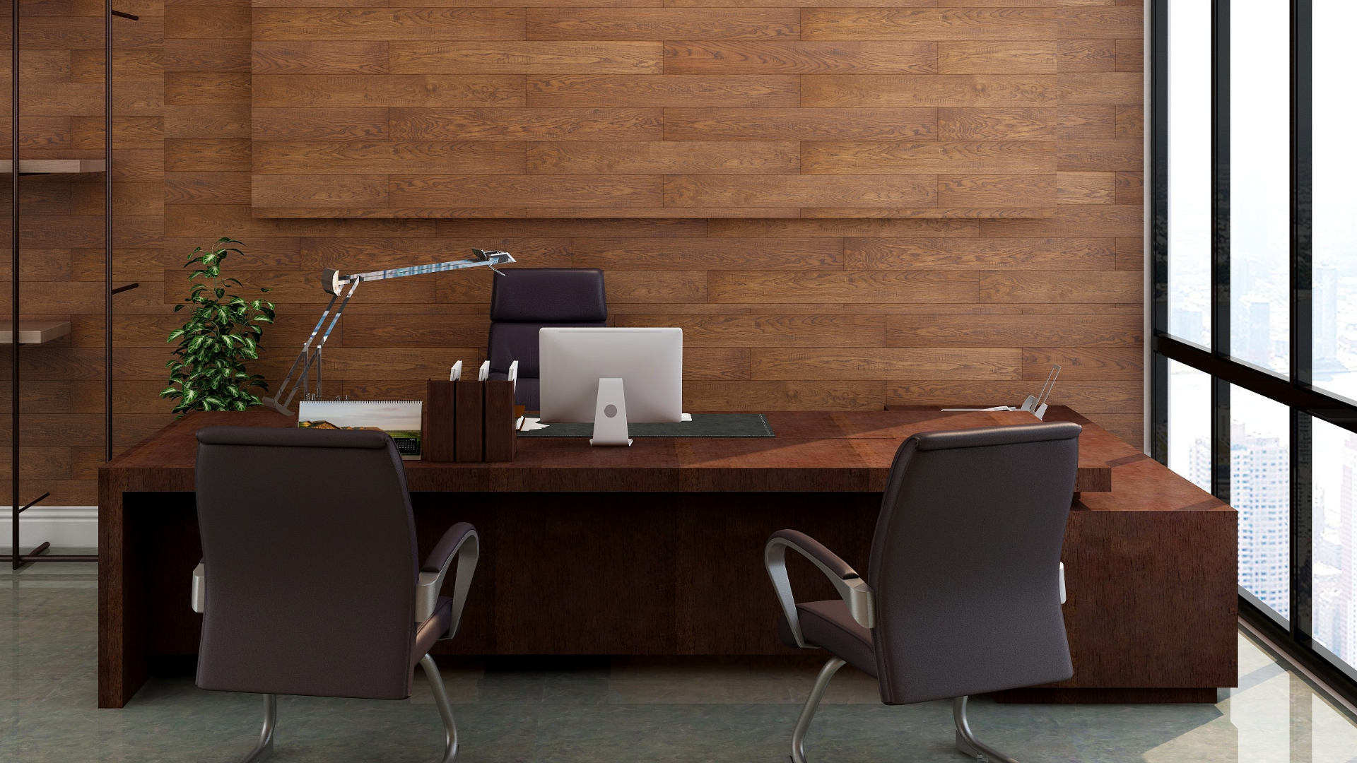 bureau en noyer réalisé par l'atelier Vasselin